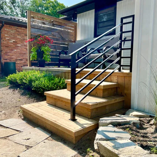 Exterior steel handrail by Fulcher Fabrication